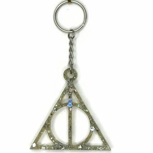 Deathly Hallows Plastic Keychain with Iridescent Flakes